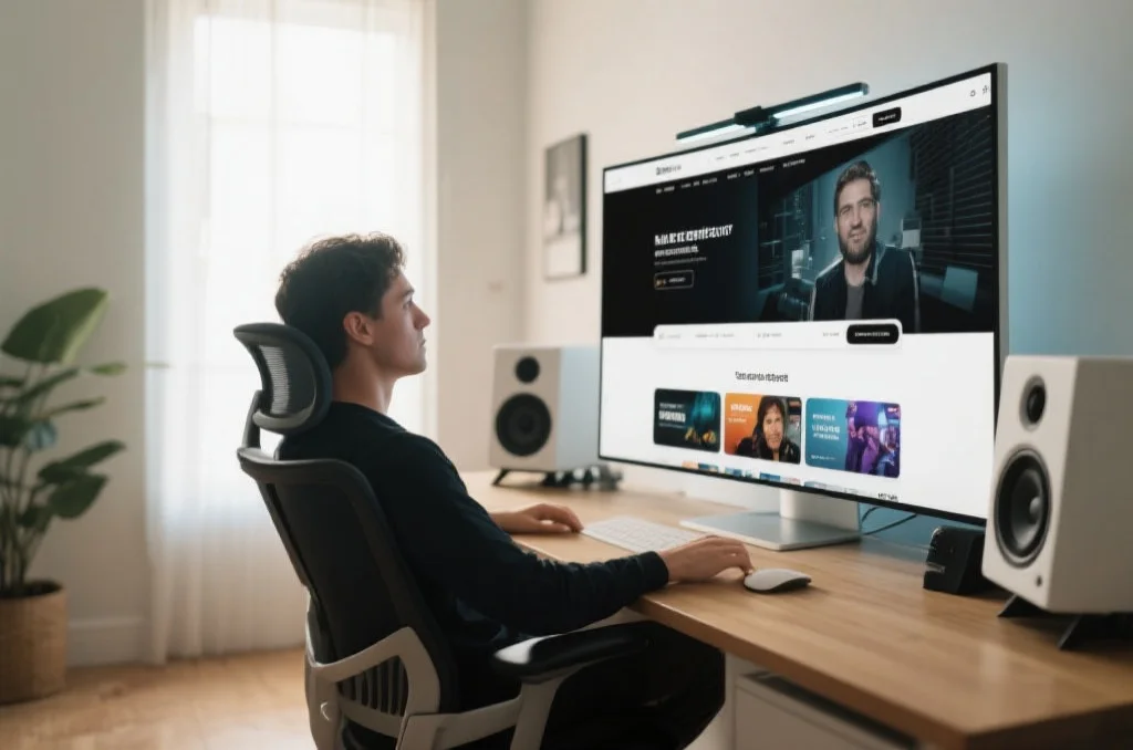 用户在电脑大屏幕上浏览问鼎娱乐网页版，享受清晰的视觉效果